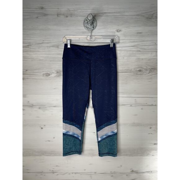RBX Leggings Womens Small Blue Teal Capri Cropped Reflective Athletic Activewear - Picture 1 of 7